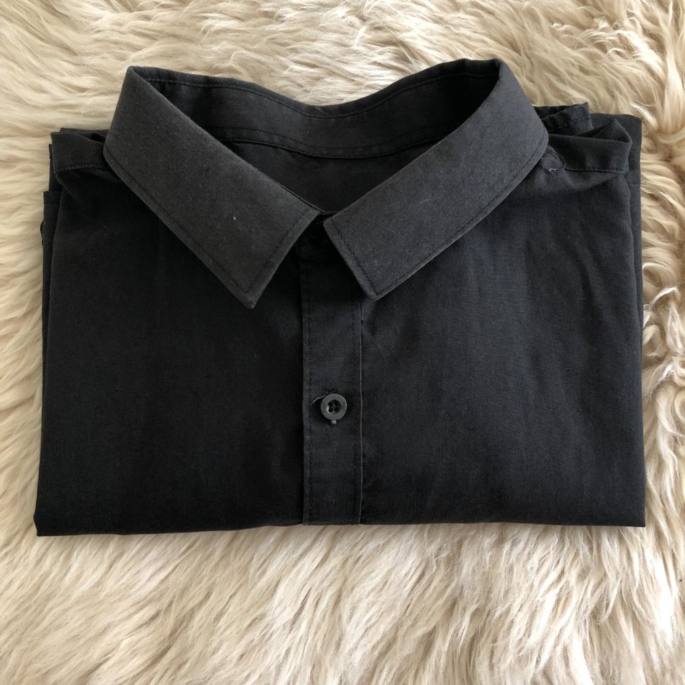 F&F Men’s Black Long Sleeve Button-Down Dress Shirt | Neck 16.5" - Picture 3 of 9